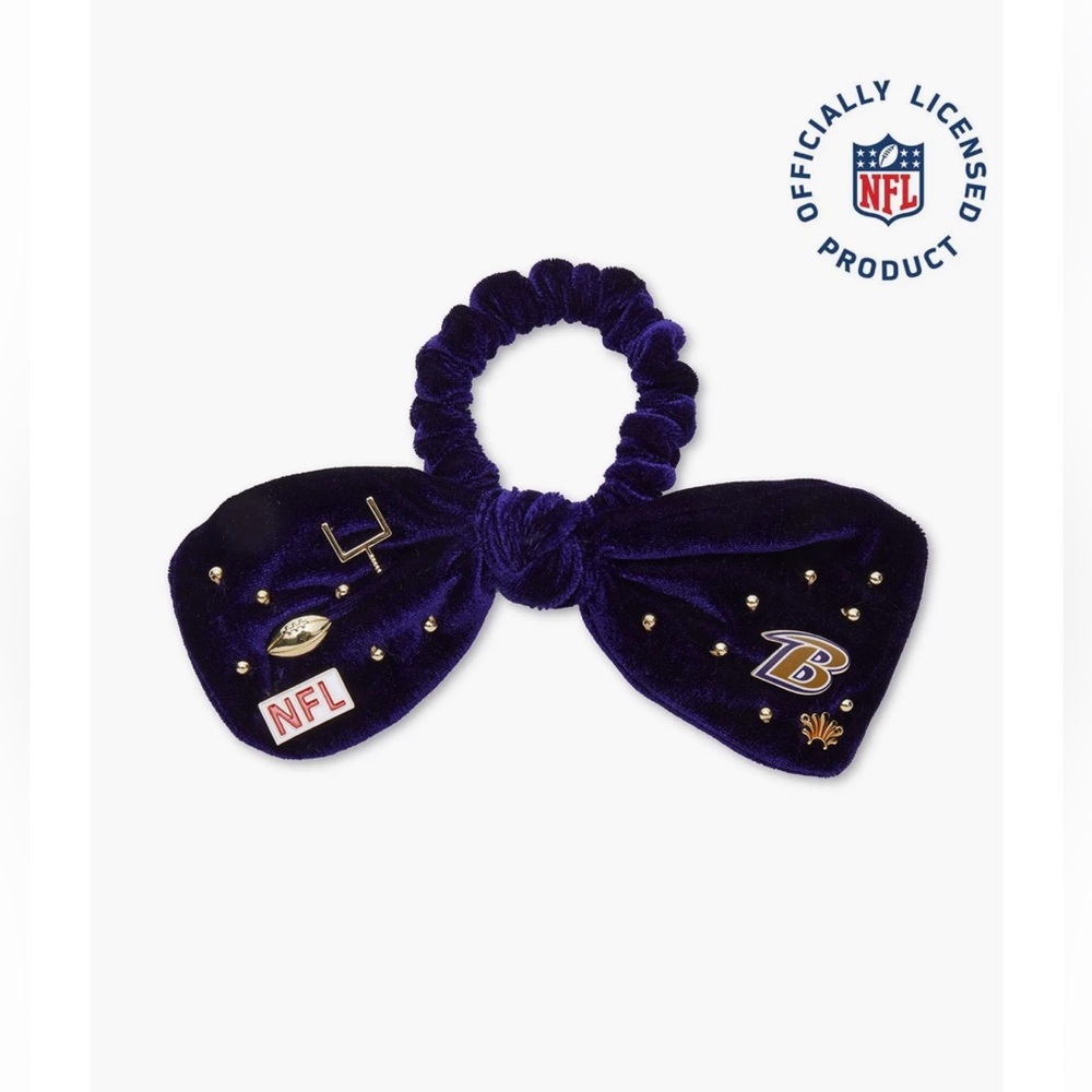 🩶LELE SADOUGHI BALTIMORE RAVENS BOW SCRUNCHIE - NWT🩶